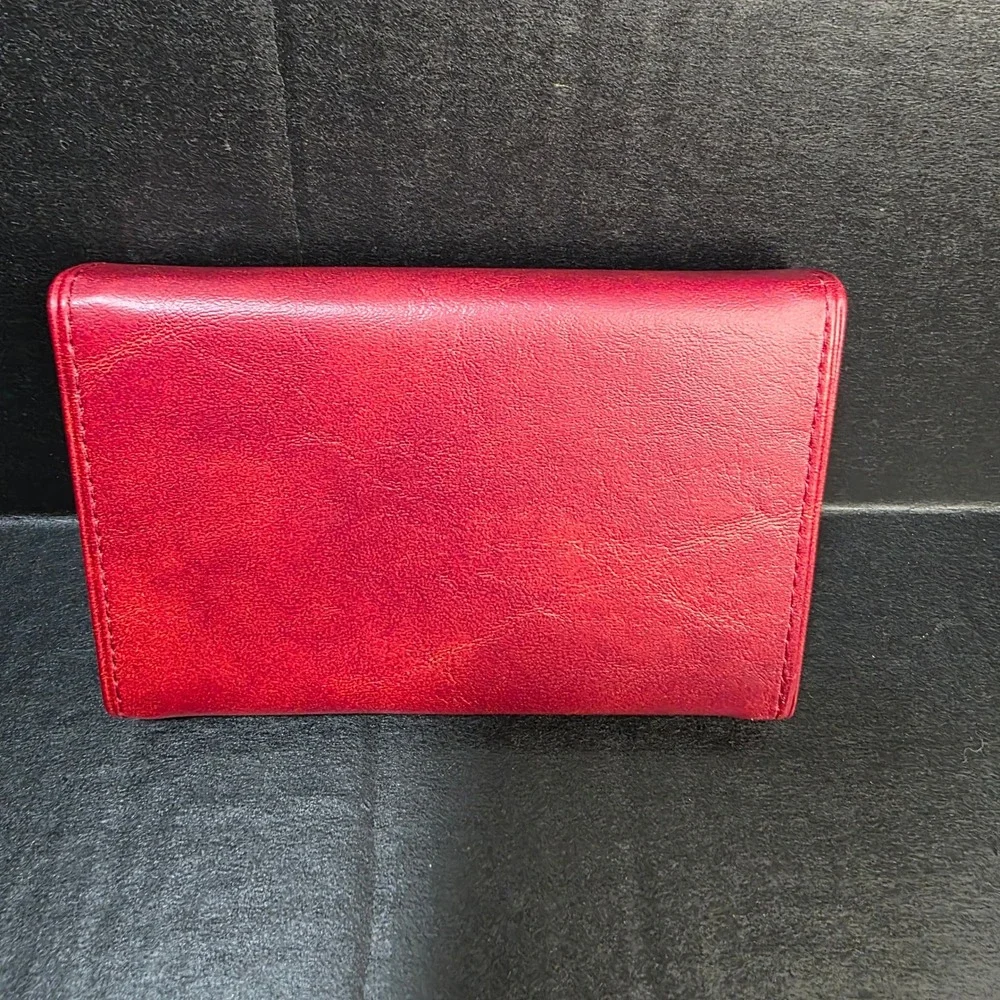 Bank of America Jewelry Travel Case Tri-Fold Red Faux Leather Velvet‎ Organizer